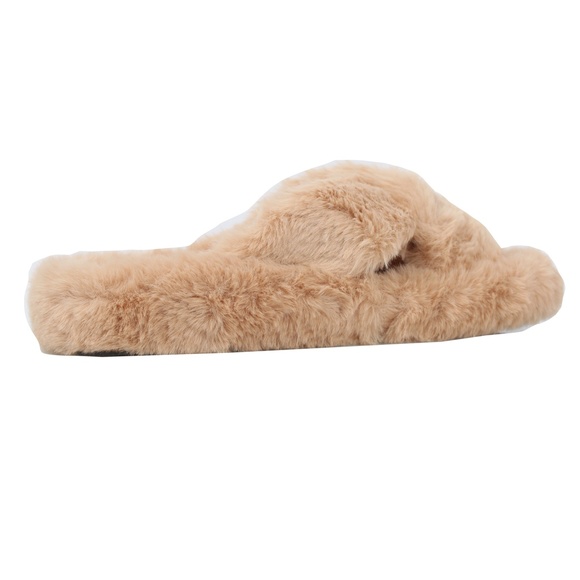 Size 8 Natural furry criss cross furry sandals - Picture 5 of 6